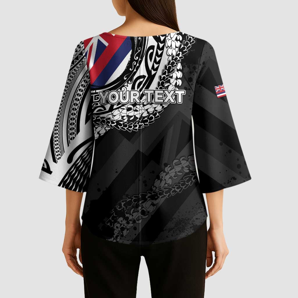 Personalised Hawaii Prince Kuhio Kimono Sleeve Blouse Hawaiian Maile Lei