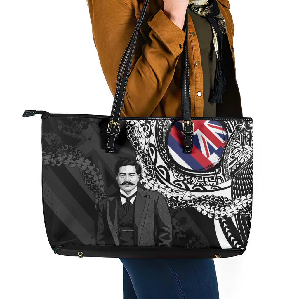 Hawaii Prince Kuhio Leather Tote Bag Hawaiian Maile Lei