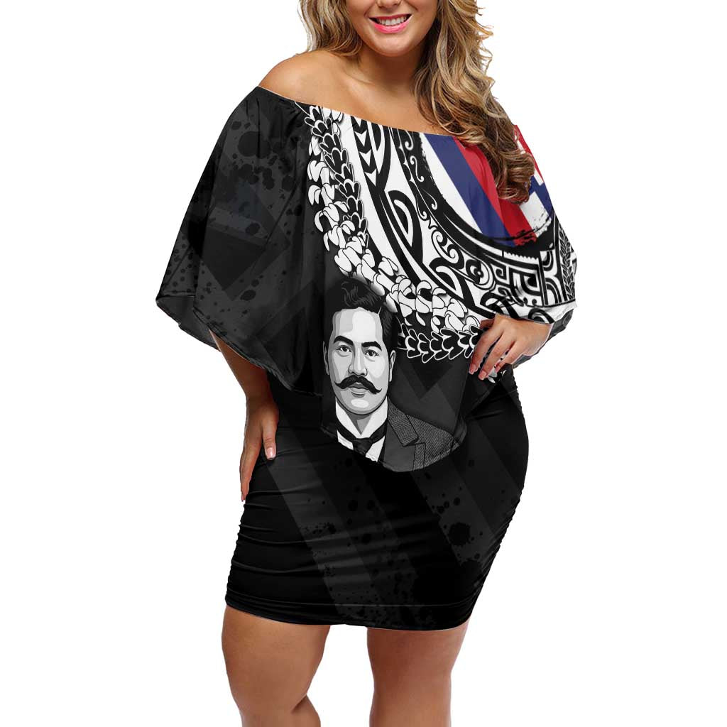 Personalised Hawaii Prince Kuhio Off Shoulder Short Dress Hawaiian Maile Lei