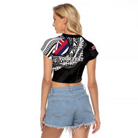 Personalised Hawaii Prince Kuhio Raglan Cropped T Shirt Hawaiian Maile Lei