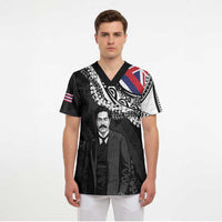 Personalised Hawaii Prince Kuhio Scrub Top Hawaiian Maile Lei