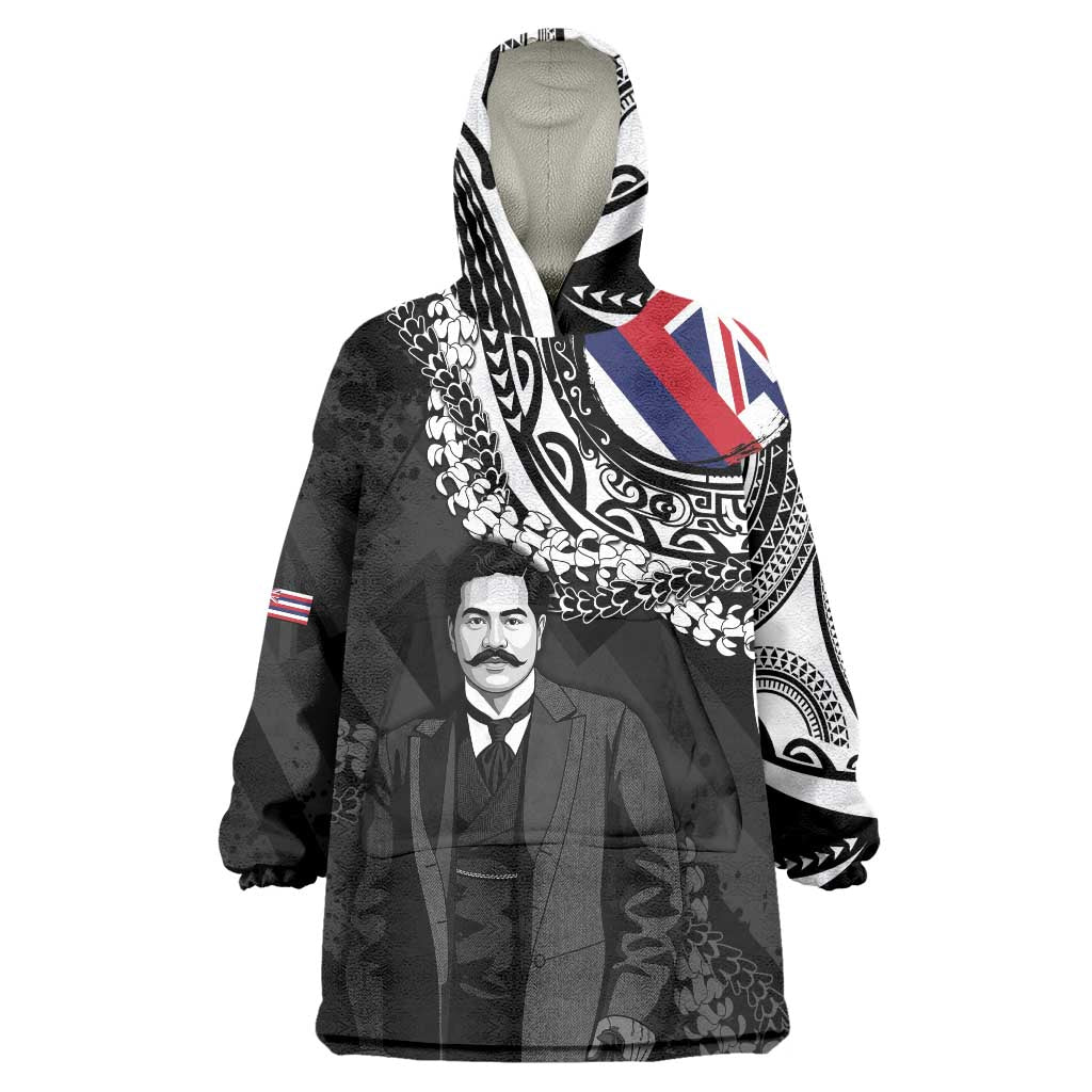 Personalised Hawaii Prince Kuhio Wearable Blanket Hoodie Hawaiian Maile Lei