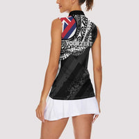 Personalised Hawaii Prince Kuhio Women Sleeveless Polo Shirt Hawaiian Maile Lei