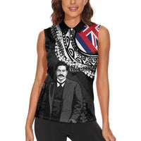 Personalised Hawaii Prince Kuhio Women Sleeveless Polo Shirt Hawaiian Maile Lei