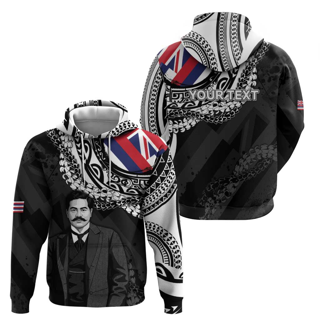Personalised Hawaii Prince Kuhio Zip Hoodie Hawaiian Maile Lei
