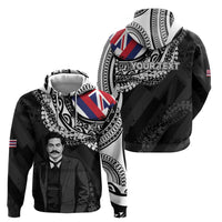 Personalised Hawaii Prince Kuhio Zip Hoodie Hawaiian Maile Lei