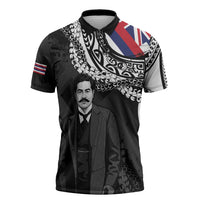 Personalised Hawaii Prince Kuhio Zipper Polo Shirt Hawaiian Maile Lei