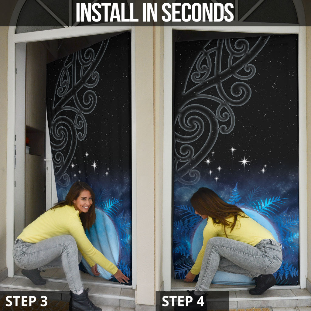 New Zealand Matariki Door Cover Pleiades Star Cluster Blue Galaxy