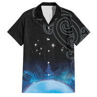 New Zealand Matariki Family Matching Off The Shoulder Long Sleeve Dress and Hawaiian Shirt Pleiades Star Cluster Blue Galaxy LT05 Dad's Shirt - Short Sleeve Blue - Polynesian Pride