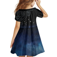 New Zealand Matariki Family Matching Off Shoulder Maxi Dress and Hawaiian Shirt Pleiades Star Cluster Blue Galaxy LT05 - Polynesian Pride
