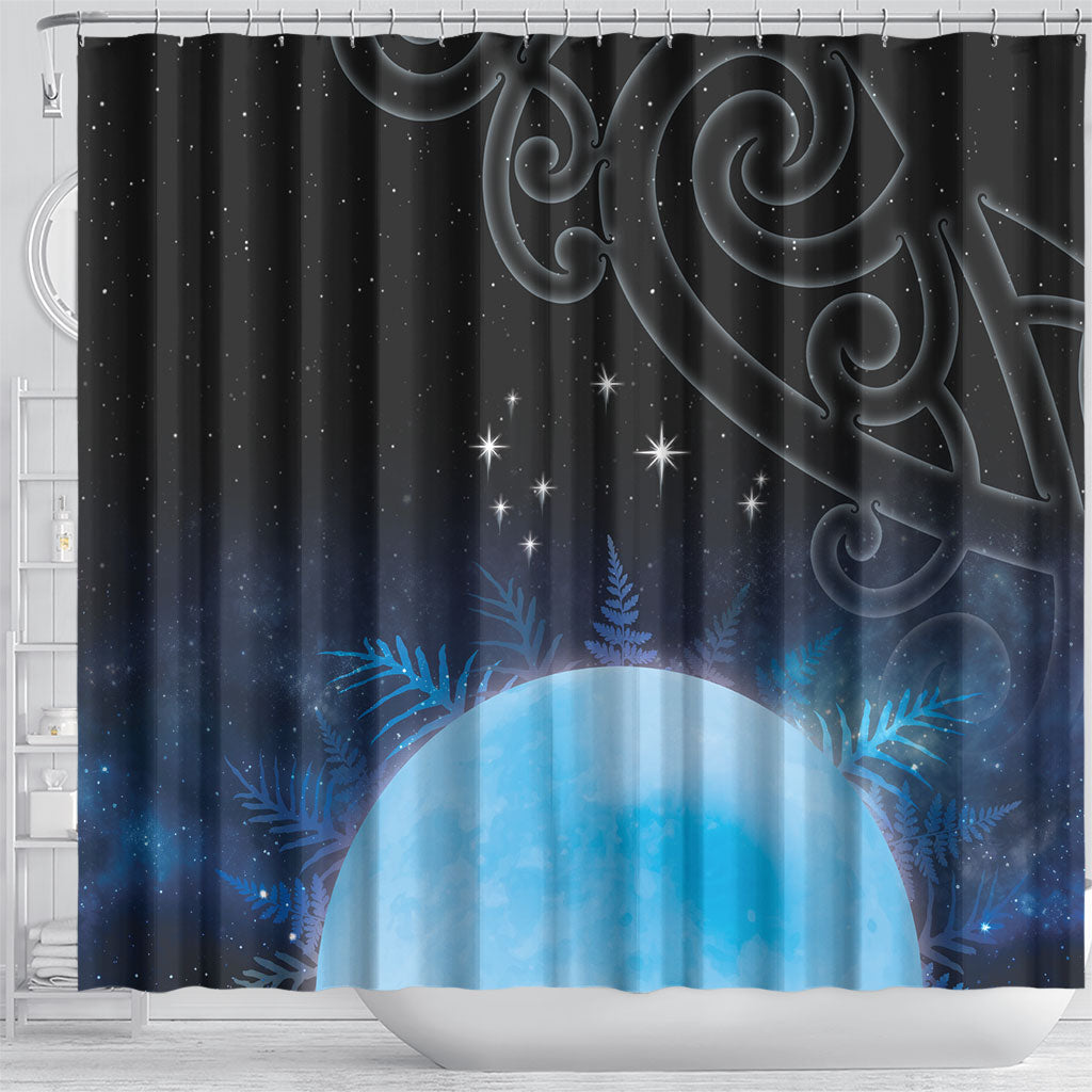 New Zealand Matariki Shower Curtain Pleiades Star Cluster Blue Galaxy