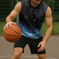 New Zealand Matariki Sleeveless Hoodie Pleiades Star Cluster Blue Galaxy