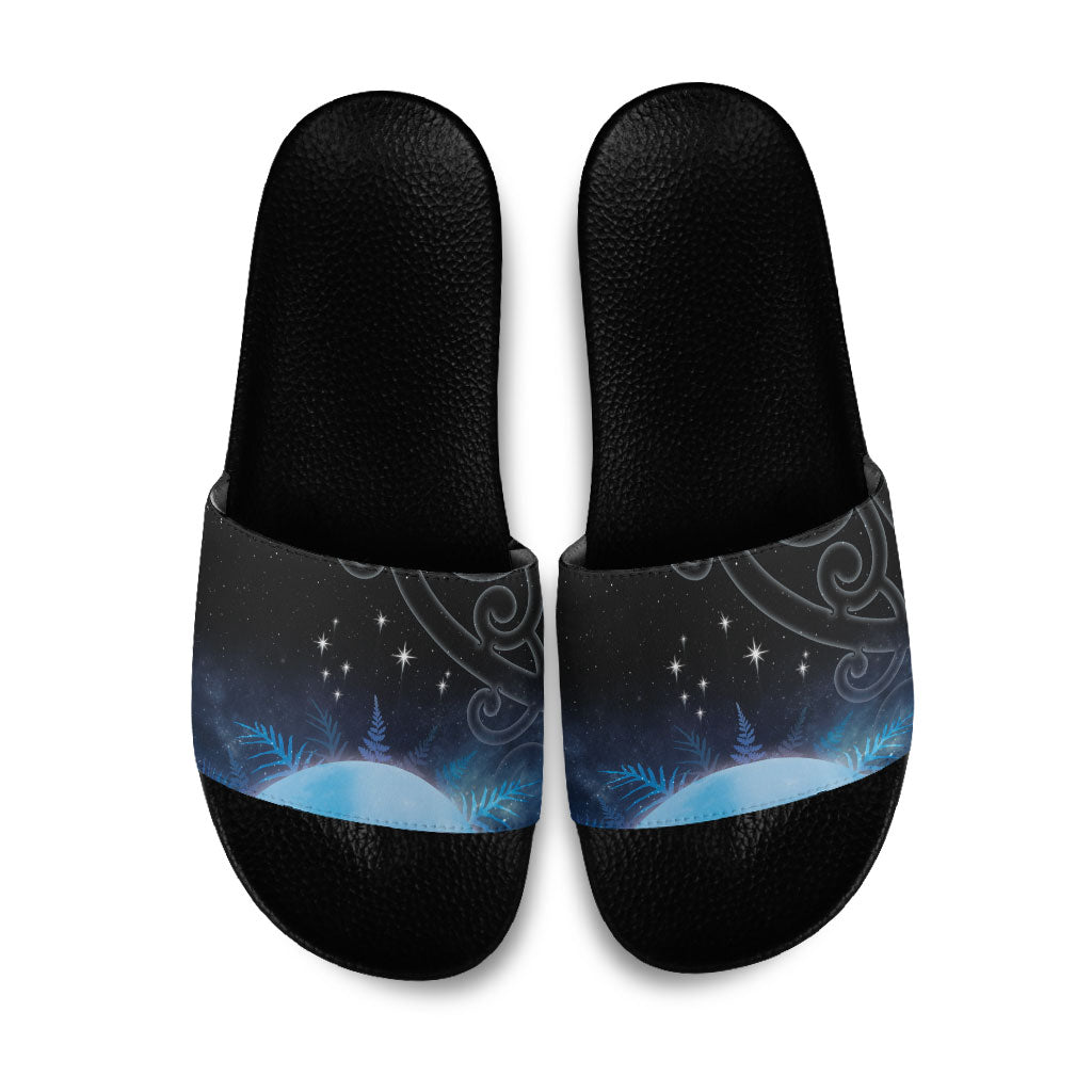 New Zealand Matariki Slide Sandals Pleiades Star Cluster Blue Galaxy