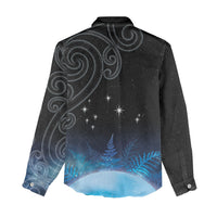 New Zealand Matariki Women Casual Shirt Pleiades Star Cluster Blue Galaxy