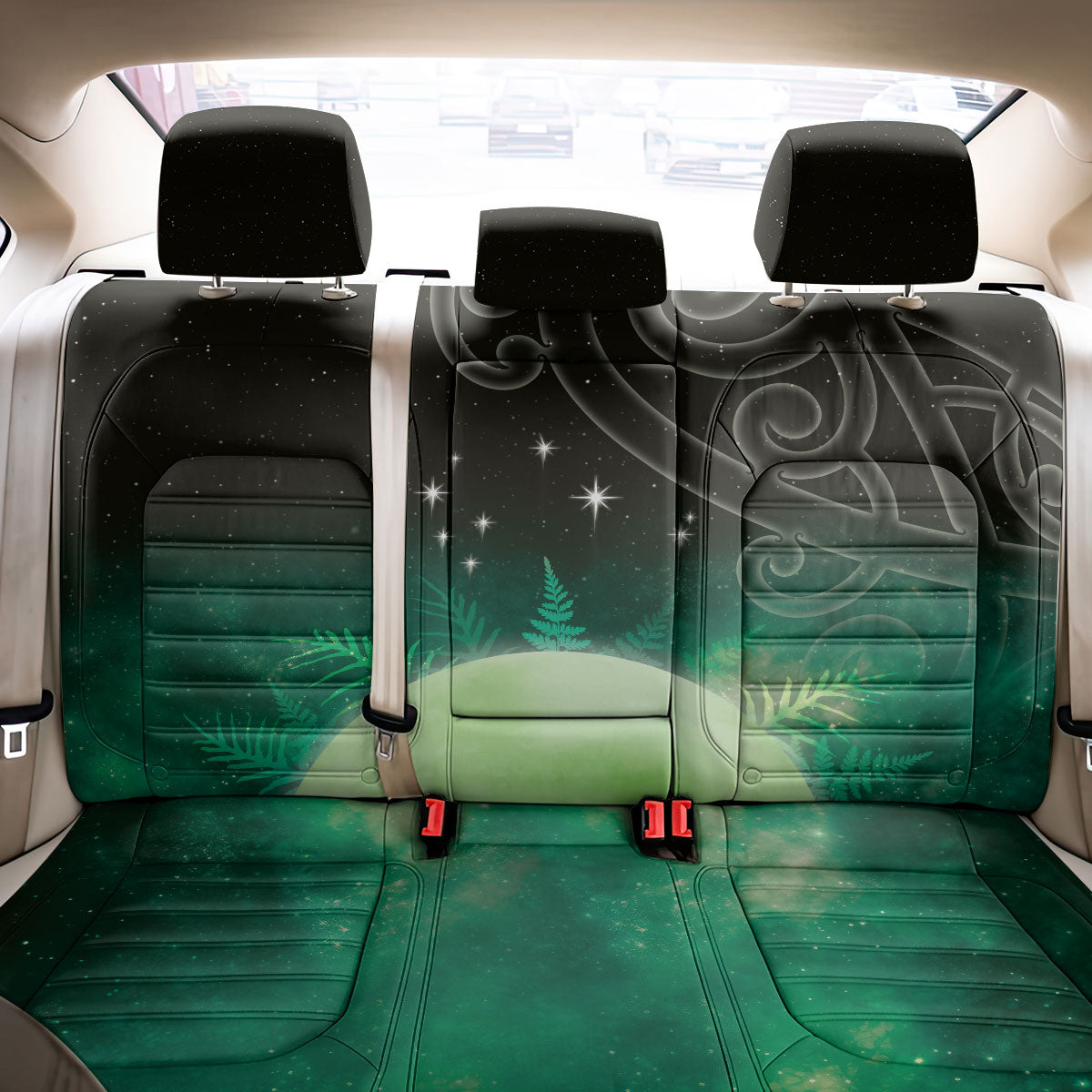New Zealand Matariki Back Car Seat Cover Pleiades Star Cluster Green Galaxy
