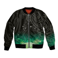 New Zealand Matariki Bomber Jacket Pleiades Star Cluster Green Galaxy