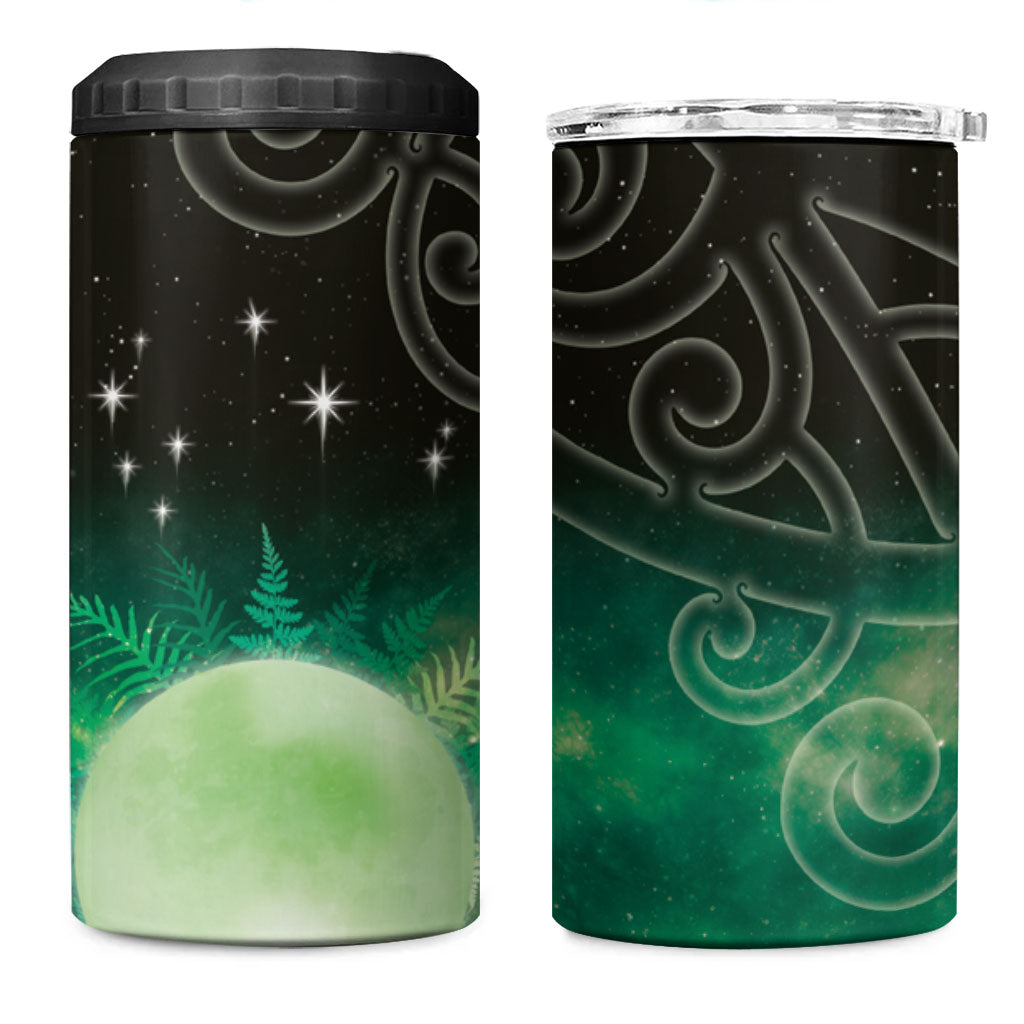 New Zealand Matariki 4 in 1 Can Cooler Tumbler Pleiades Star Cluster Green Galaxy