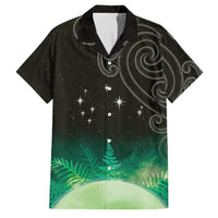 New Zealand Matariki Family Matching Short Sleeve Bodycon Dress and Hawaiian Shirt Pleiades Star Cluster Green Galaxy LT05 Dad's Shirt - Short Sleeve Green - Polynesian Pride