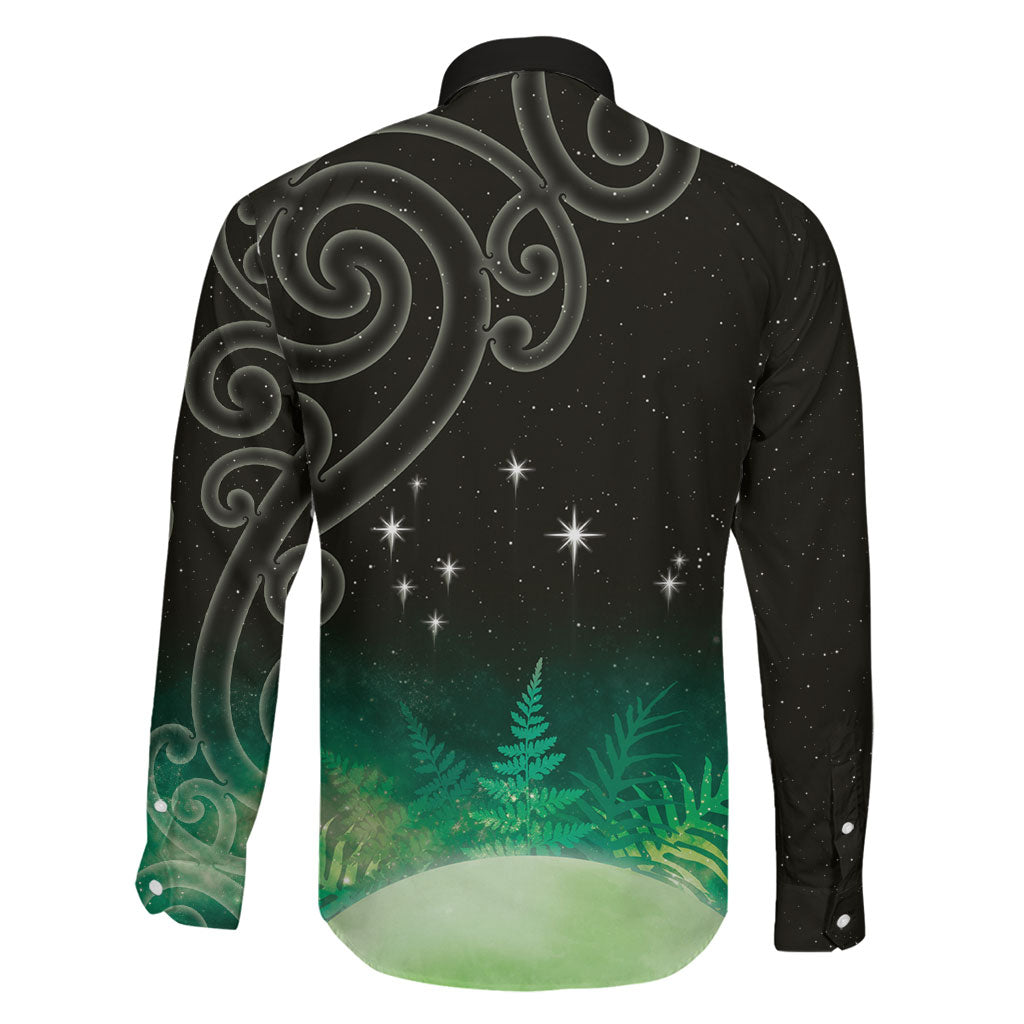 New Zealand Matariki Family Matching Short Sleeve Bodycon Dress and Hawaiian Shirt Pleiades Star Cluster Green Galaxy LT05 - Polynesian Pride
