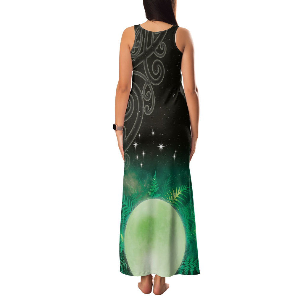 New Zealand Matariki Family Matching Tank Maxi Dress and Hawaiian Shirt Pleiades Star Cluster Green Galaxy LT05 - Polynesian Pride