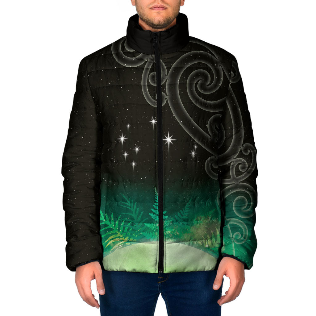 New Zealand Matariki Padded Jacket Pleiades Star Cluster Green Galaxy