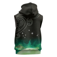 New Zealand Matariki Sleeveless Hoodie Pleiades Star Cluster Green Galaxy