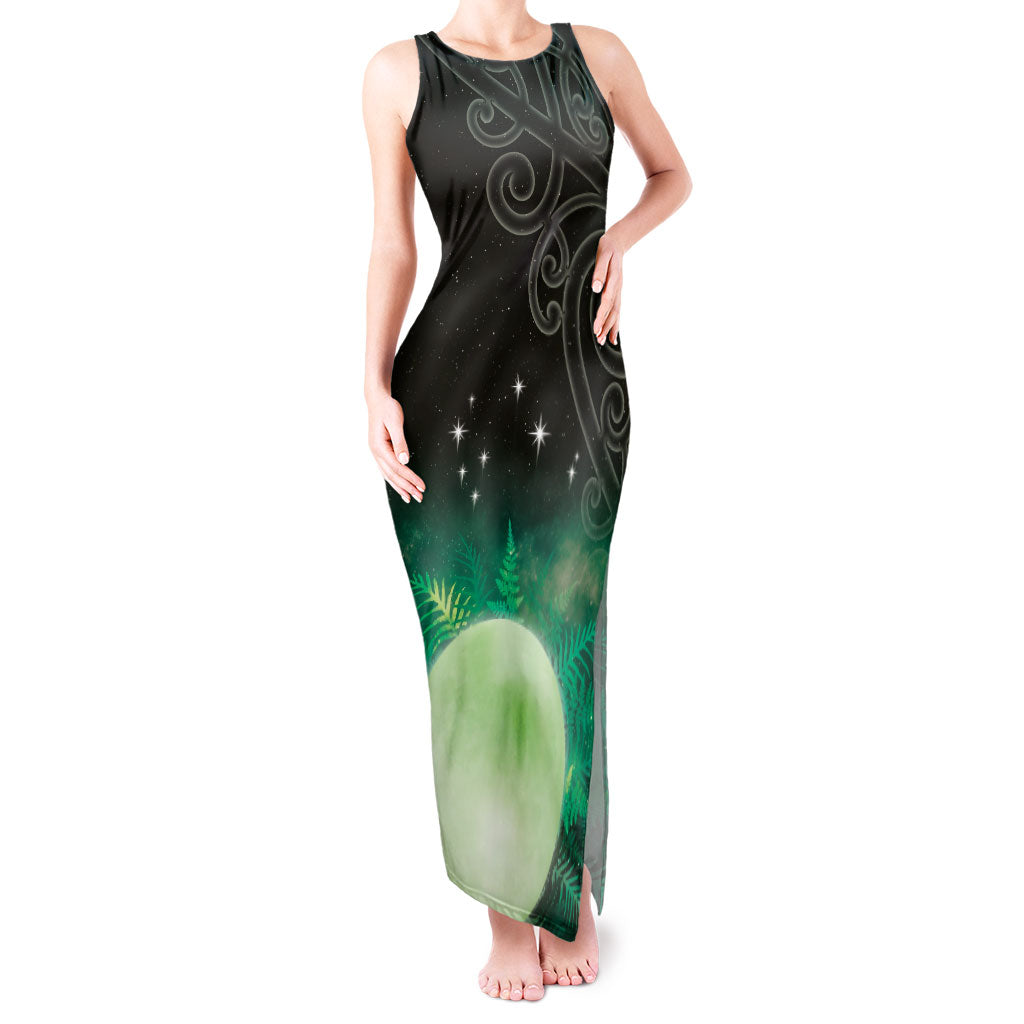 New Zealand Matariki Tank Maxi Dress Pleiades Star Cluster Green Galaxy