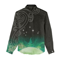 New Zealand Matariki Women Casual Shirt Pleiades Star Cluster Green Galaxy