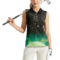 New Zealand Matariki Women Sleeveless Polo Shirt Pleiades Star Cluster Green Galaxy LT05 - Polynesian Pride