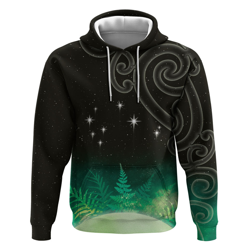 New Zealand Matariki Zip Hoodie Pleiades Star Cluster Green Galaxy