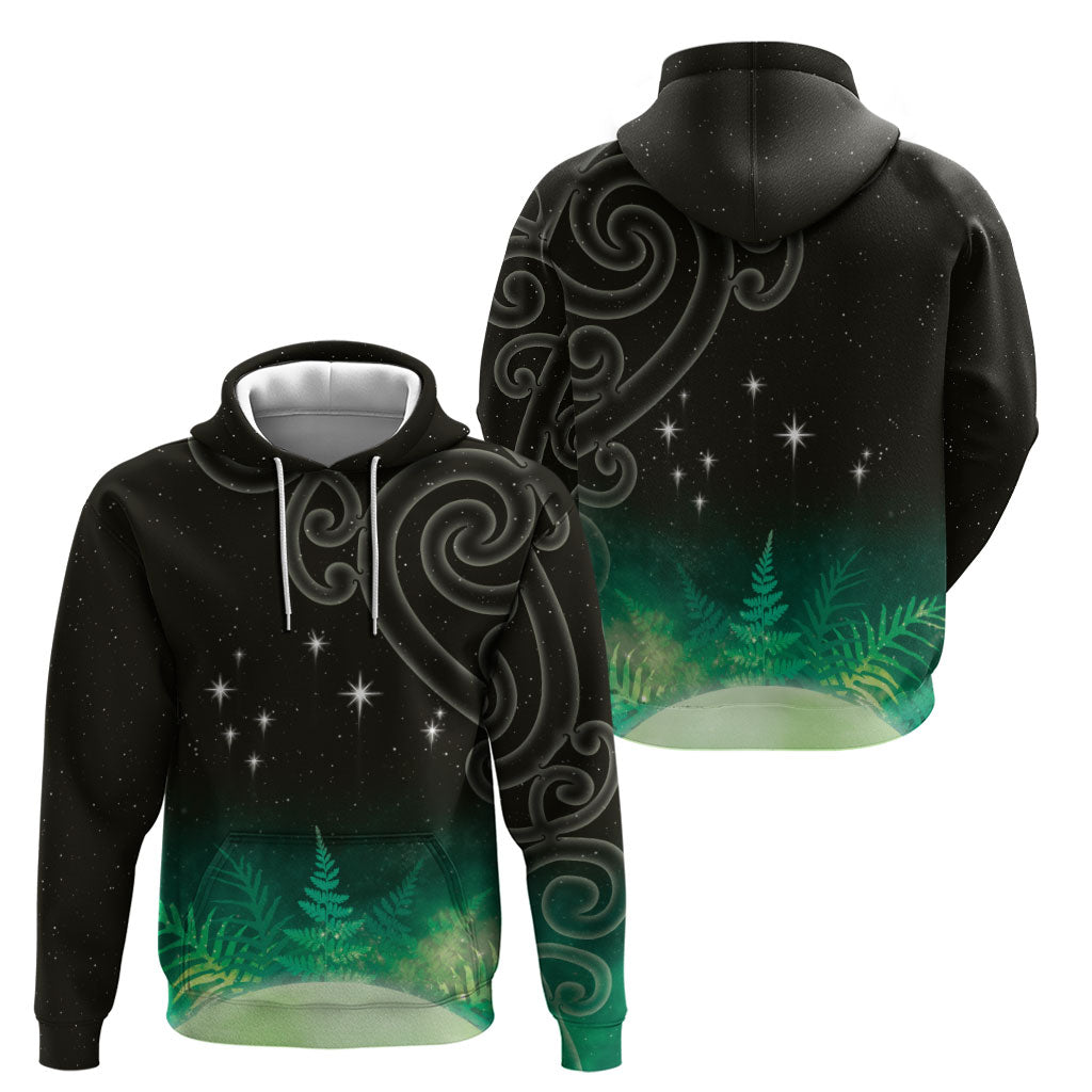 New Zealand Matariki Zip Hoodie Pleiades Star Cluster Green Galaxy