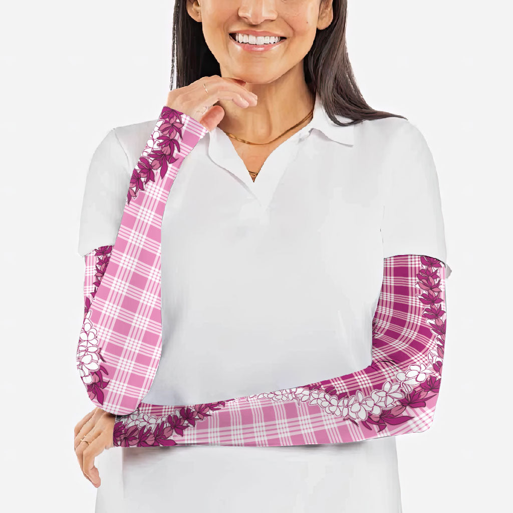 Pink Hawaii Palaka Arm Sleeves Hawaiian Honohono Lei