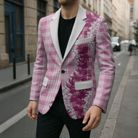 Pink Hawaii Palaka Blazer Hawaiian Honohono Lei