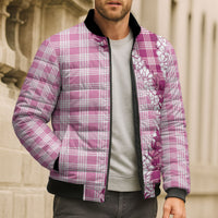 Pink Hawaii Palaka Bomber Puffer Jacket Hawaiian Honohono Lei