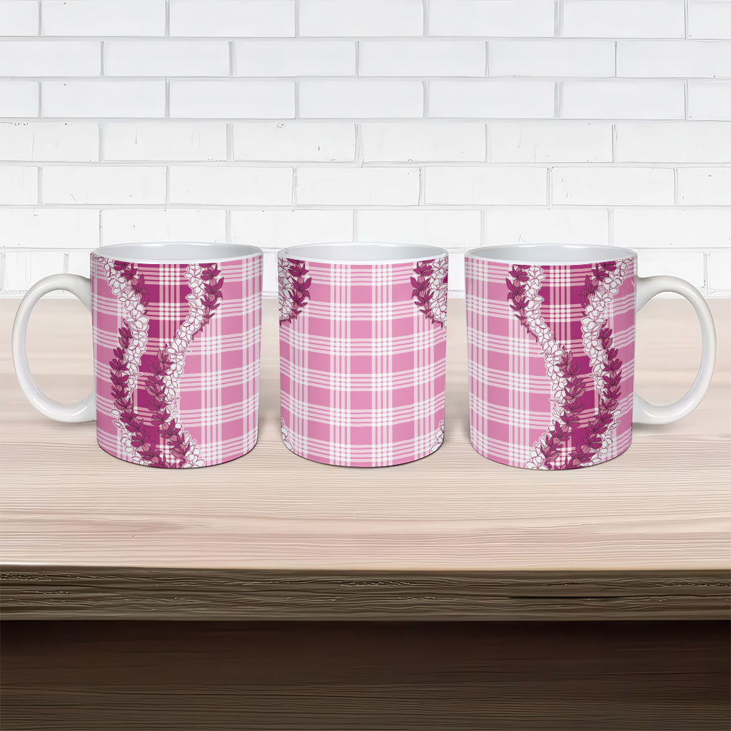 Pink Hawaii Palaka Ceramic Mug Hawaiian Honohono Lei