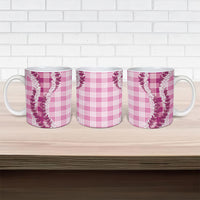 Pink Hawaii Palaka Ceramic Mug Hawaiian Honohono Lei