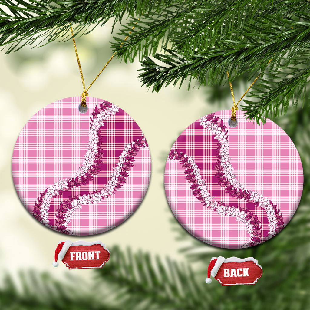 Pink Hawaii Palaka Ceramic Ornament Hawaiian Honohono Lei LT05 Circle Pink - Polynesian Pride