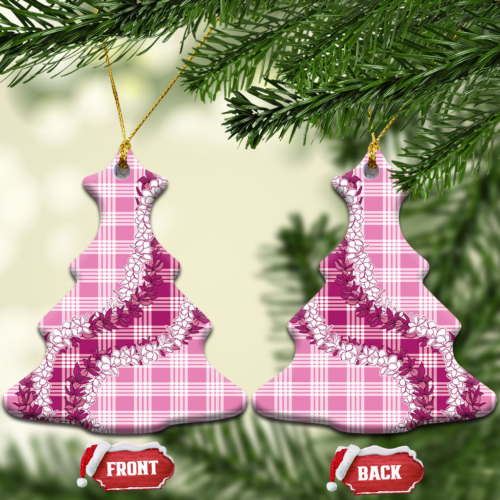 Pink Hawaii Palaka Ceramic Ornament Hawaiian Honohono Lei LT05 Christmas Tree Pink - Polynesian Pride
