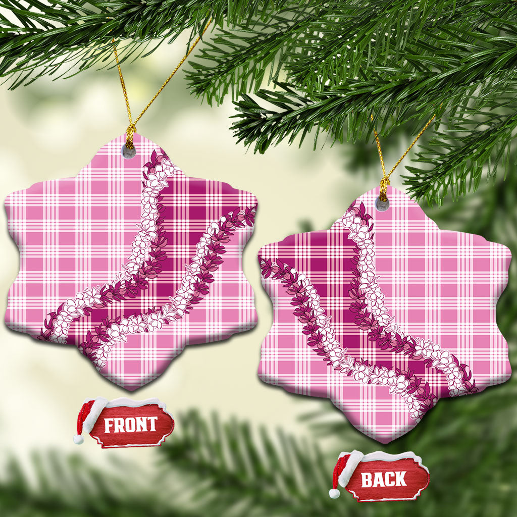 Pink Hawaii Palaka Ceramic Ornament Hawaiian Honohono Lei LT05 Snow Flake Pink - Polynesian Pride