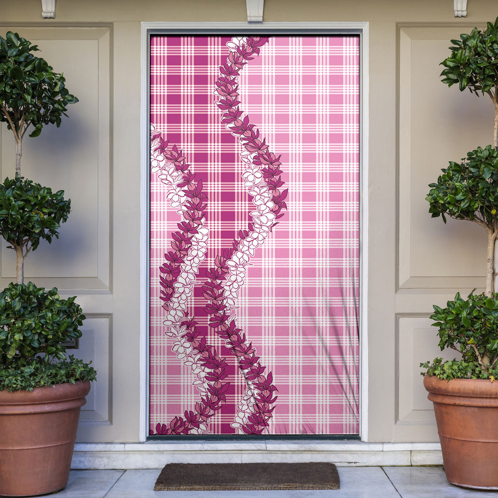 Pink Hawaii Palaka Door Cover Hawaiian Honohono Lei