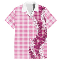 Pink Hawaii Palaka Family Matching Off The Shoulder Long Sleeve Dress and Hawaiian Shirt Hawaiian Honohono Lei LT05 Dad's Shirt - Short Sleeve Pink - Polynesian Pride