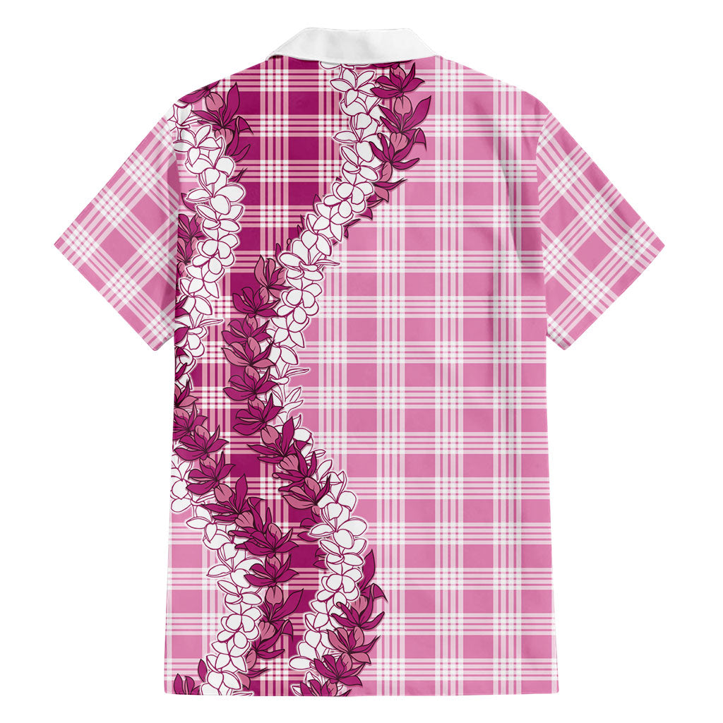 Pink Hawaii Palaka Family Matching Off The Shoulder Long Sleeve Dress and Hawaiian Shirt Hawaiian Honohono Lei LT05 - Polynesian Pride