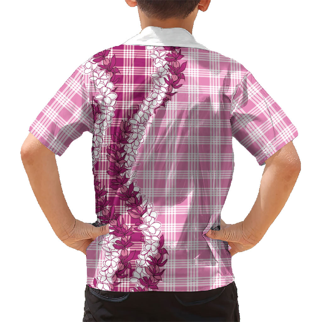 Pink Hawaii Palaka Family Matching Off Shoulder Maxi Dress and Hawaiian Shirt Hawaiian Honohono Lei LT05 - Polynesian Pride