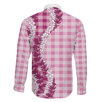 Pink Hawaii Palaka Family Matching Off Shoulder Maxi Dress and Hawaiian Shirt Hawaiian Honohono Lei LT05 - Polynesian Pride