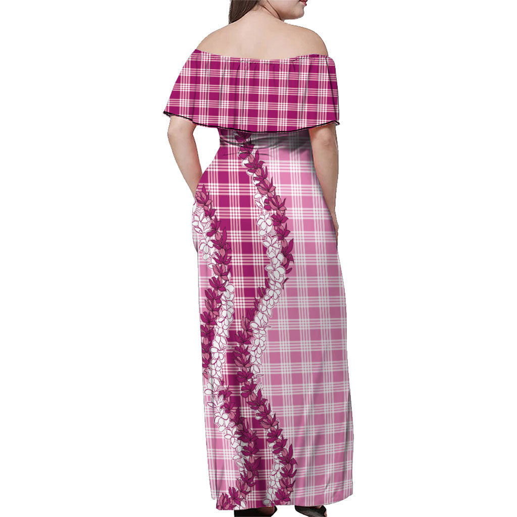Pink Hawaii Palaka Family Matching Off Shoulder Maxi Dress and Hawaiian Shirt Hawaiian Honohono Lei LT05 - Polynesian Pride
