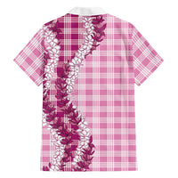 Pink Hawaii Palaka Family Matching Puletasi and Hawaiian Shirt Hawaiian Honohono Lei LT05 - Polynesian Pride