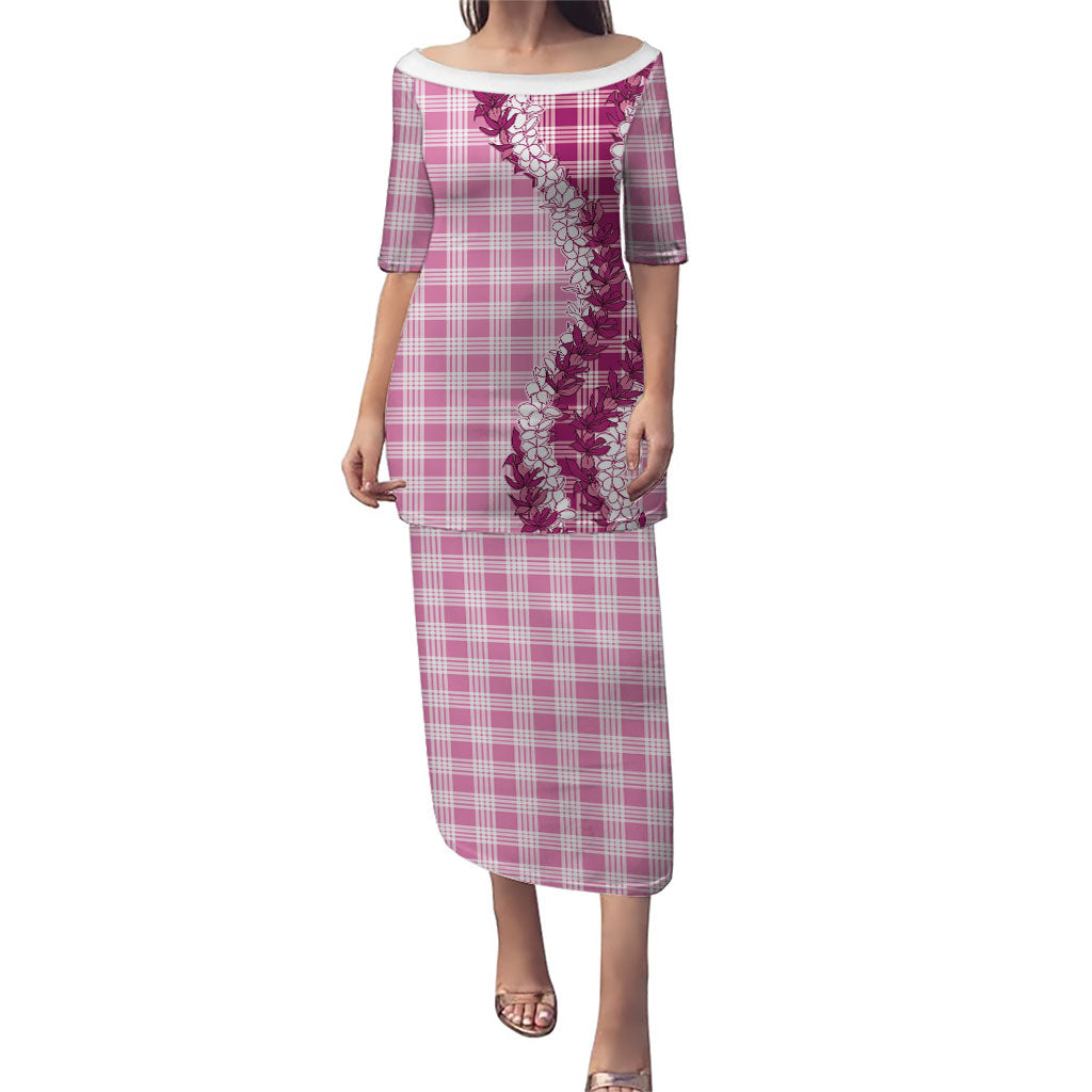 Pink Hawaii Palaka Family Matching Puletasi and Hawaiian Shirt Hawaiian Honohono Lei LT05 Mom's Dress Pink - Polynesian Pride