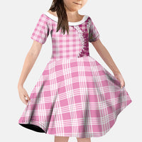 Pink Hawaii Palaka Family Matching Short Sleeve Bodycon Dress and Hawaiian Shirt Hawaiian Honohono Lei LT05 Daughter's Dress Pink - Polynesian Pride