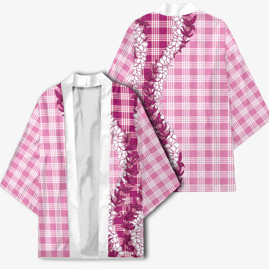 Pink Hawaii Palaka Kimono Hawaiian Honohono Lei