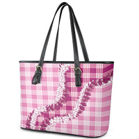 Pink Hawaii Palaka Leather Tote Bag Hawaiian Honohono Lei